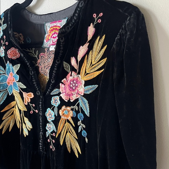 Johnny Was Black Dress with Floral Embroidery - Picture 4 of 7
